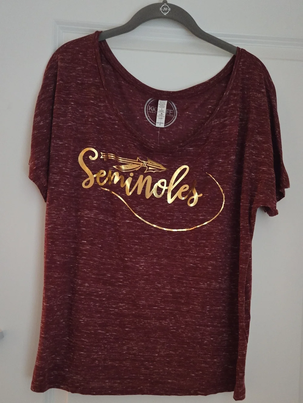 Seminoles Heathered Maroon Tee with Gold Script - Picture 1 of 4